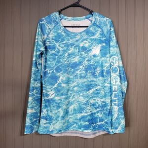 EAG Elite Mossy Oak Elements Long-Sleeve Performance Fishing Shirt Blue Womens L